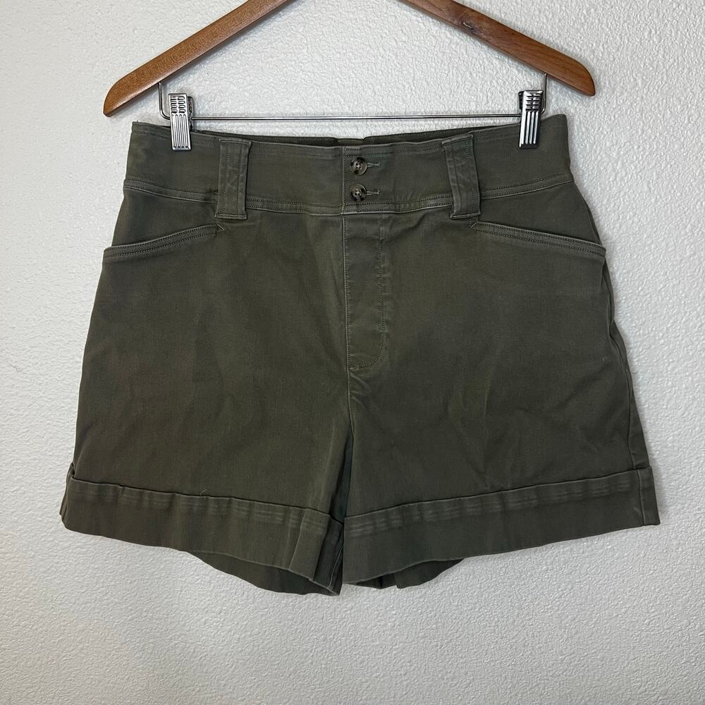 SPANX Stretch Twill Trouser Short in Tuscon Olive Green LARGE